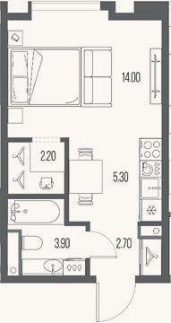 Планировка: Студия, 28,5 м²
