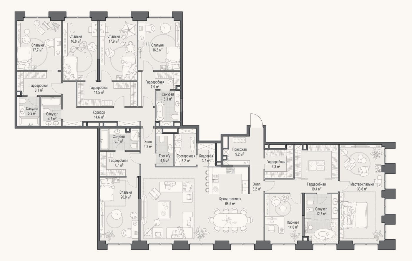 Планировка: Своб. план., 346,7 м²