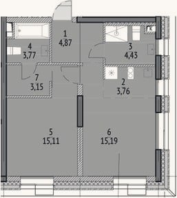 Планировка: 2-к, 52,7 м²
