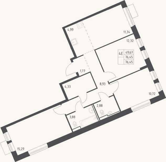 Планировка: 4+ к, 76,5 м²