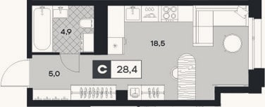 Планировка: Студия, 28,4 м²