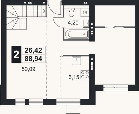 Планировка: 3-к, 79,1 м²