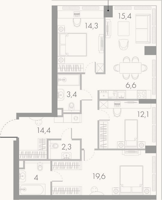 Планировка: 4+ к, 92,1 м²