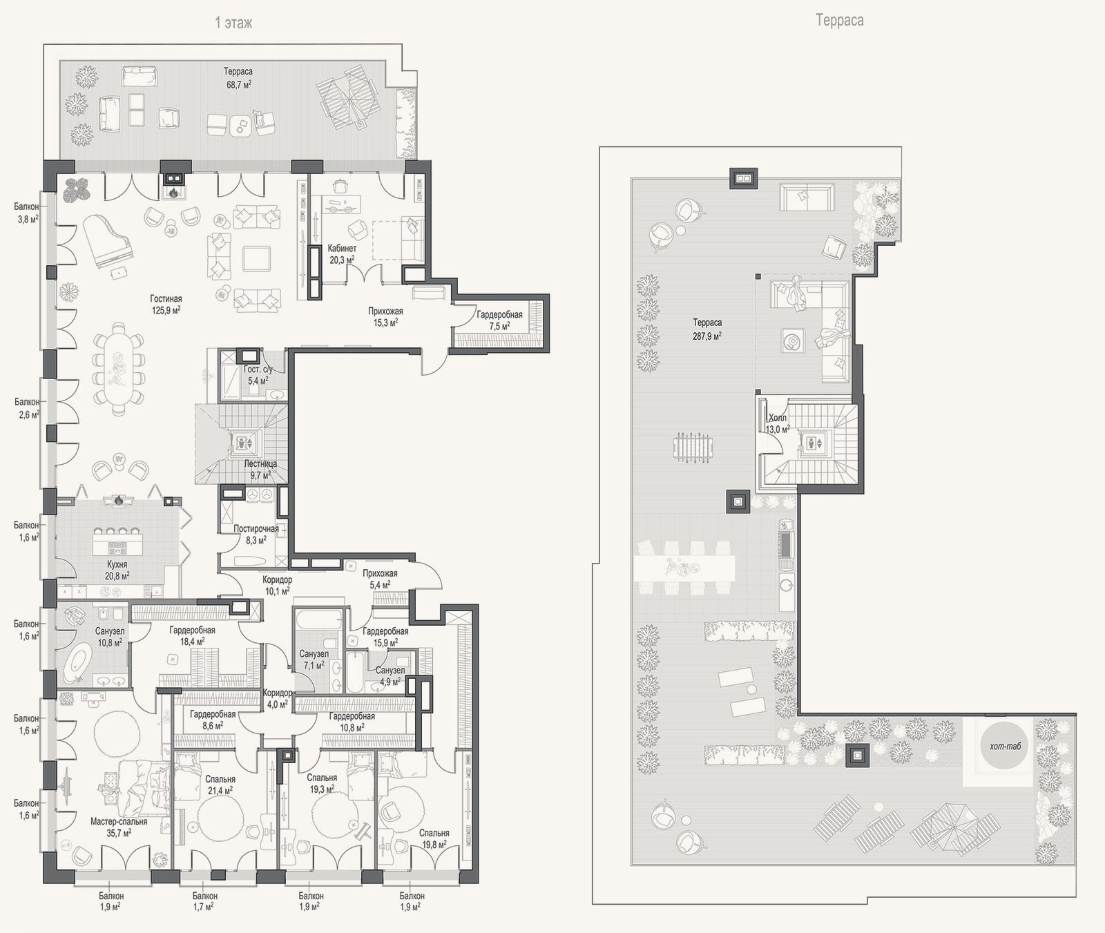 Планировка: 4+ к, 433 м²
