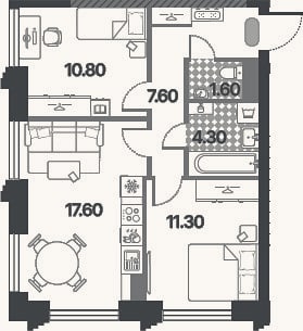 Планировка: 3-к, 53,2 м²