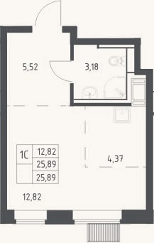 Планировка: Студия, 25,9 м²