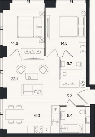 Планировка: 3-к, 72,5 м²
