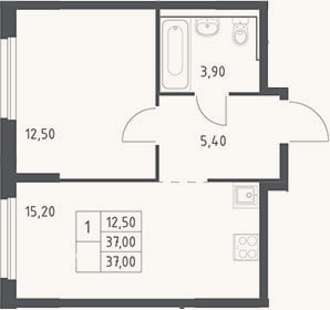 Планировка: 2-к, 37 м²