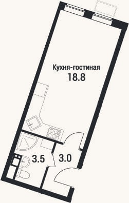 Планировка: Студия, 25,3 м²