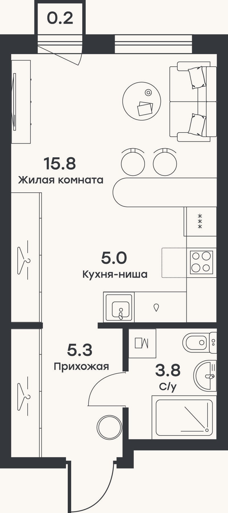 Планировка: Студия, 30,1 м²