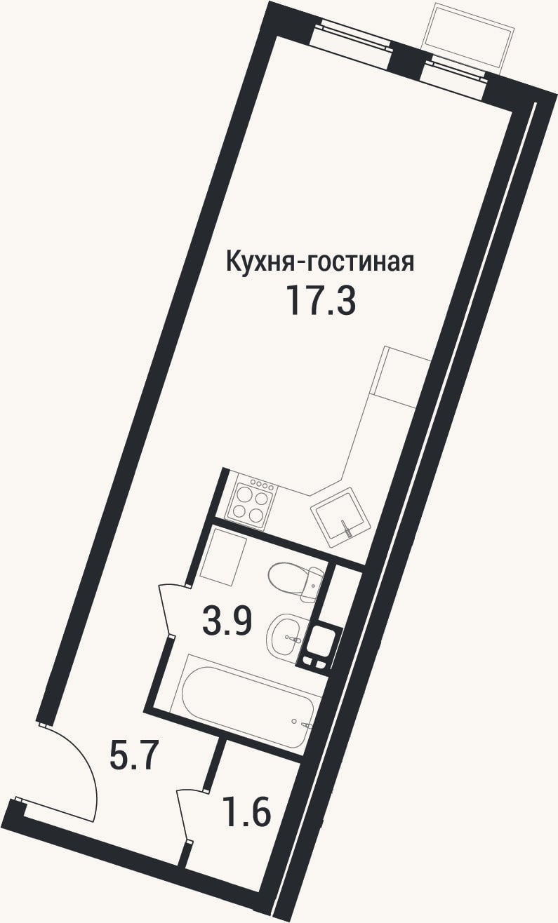 Планировка: Студия, 28,5 м²