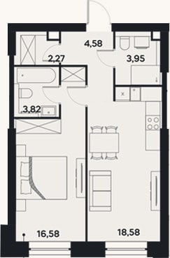 Планировка: 2-к, 49,8 м²