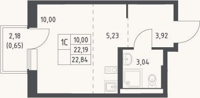 Планировка: Студия, 22,2 м²