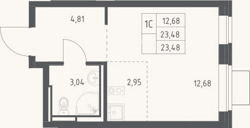 Планировка: Студия, 23,5 м²