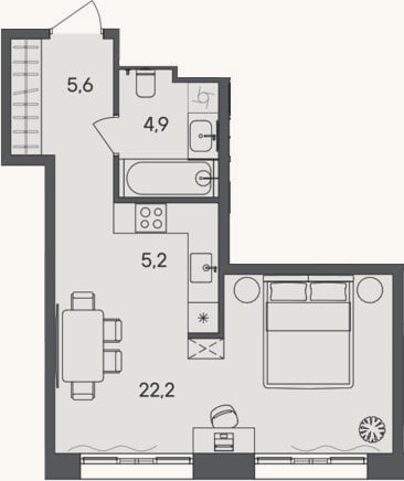 Планировка: Студия, 37,9 м²