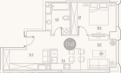 Планировка: 2-к, 49 м²