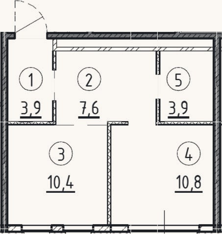 Планировка: 1-к, 36,6 м²