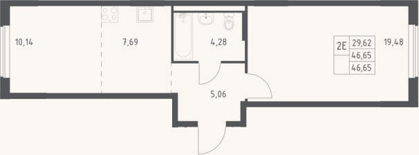 Планировка: 2-к, 46,7 м²