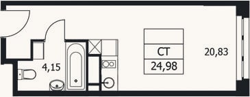 Планировка: Студия, 25 м²