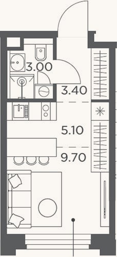 Планировка: Студия, 21,2 м²