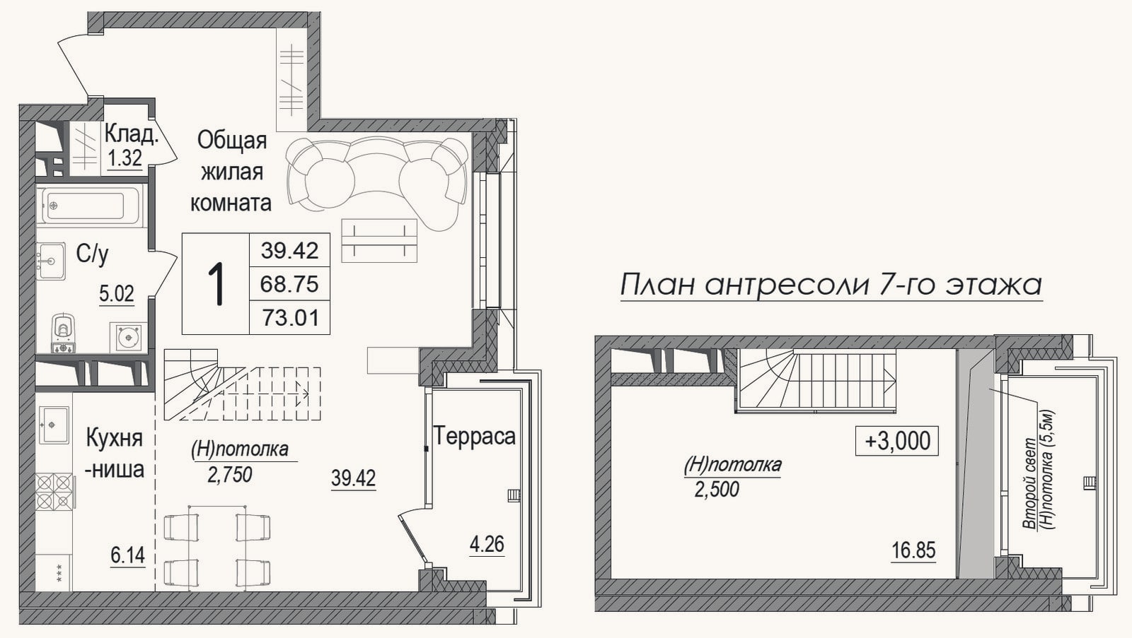 Планировка: Студия, 68,1 м²