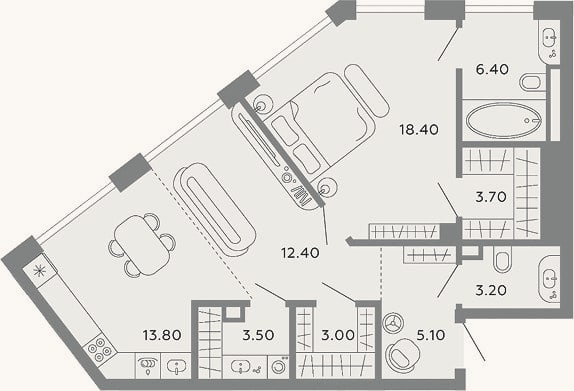 Планировка: 2-к, 69,5 м²