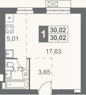 Планировка: Студия, 30 м²