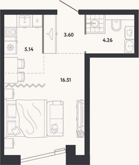 Планировка: Студия, 29,5 м²