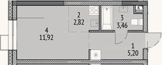 Планировка: Студия, 23,4 м²