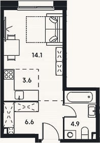 Планировка: Студия, 29,2 м²