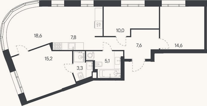 Планировка: 4+ к, 82,8 м²