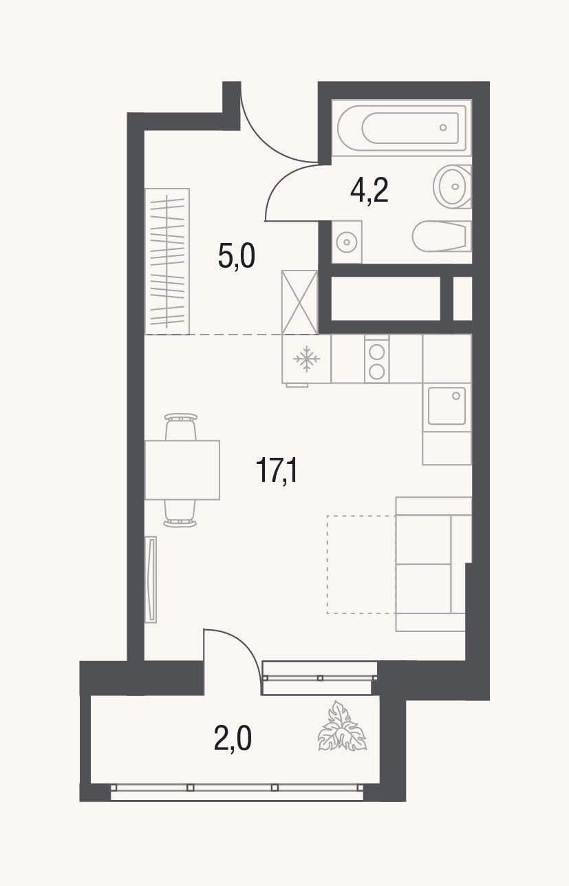 Планировка: Студия, 26,2 м²