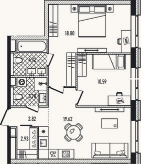 Планировка: 3-к, 63,3 м²