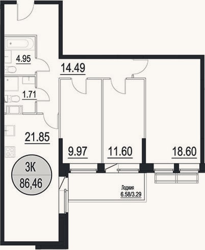 Планировка: 4+ к, 83,2 м²
