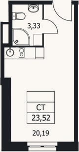 Планировка: Студия, 23,5 м²