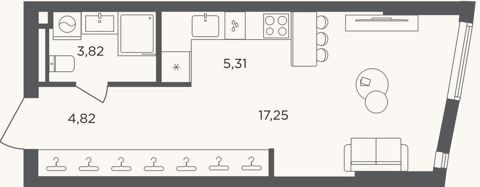 Планировка: Студия, 31,2 м²