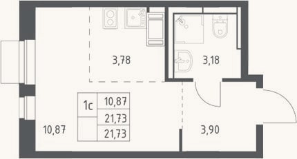 Планировка: Студия, 21,7 м²