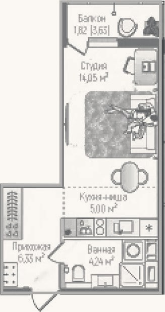 Планировка: Студия, 29,2 м²