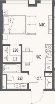Планировка: Студия, 28,4 м²