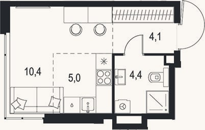 Планировка: Студия, 23,9 м²
