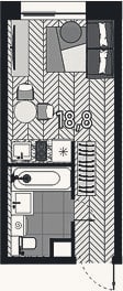 Планировка: Студия, 18,8 м²