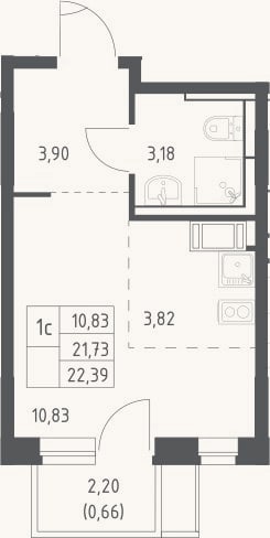 Планировка: Студия, 21,7 м²