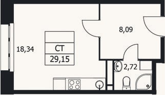 Планировка: Студия, 29,2 м²
