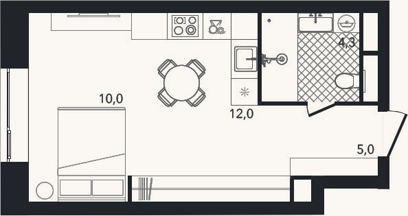 Планировка: Студия, 31,3 м²