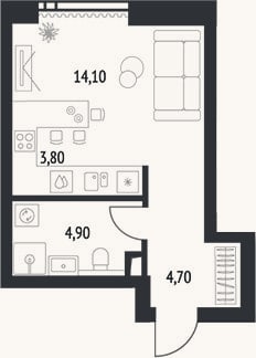 Планировка: Студия, 27,5 м²