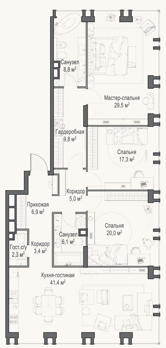 Планировка: 4+ к, 150,6 м²