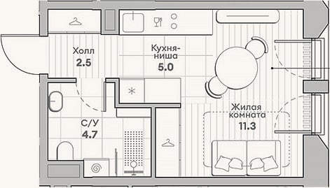 Планировка: Студия, 23,5 м²