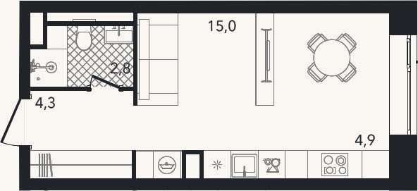 Планировка: Студия, 27 м²