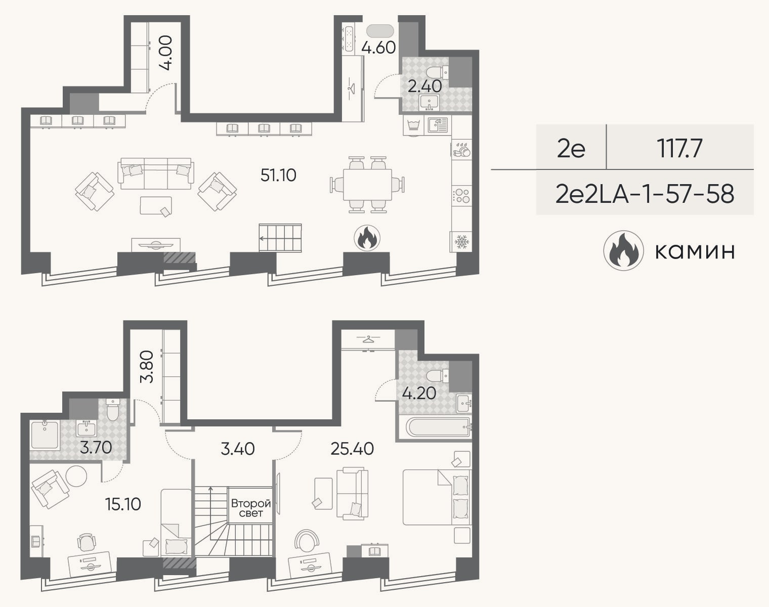 Планировка: 3-к, 117,7 м²