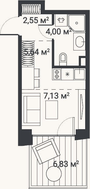 Планировка: Студия, 18,6 м²